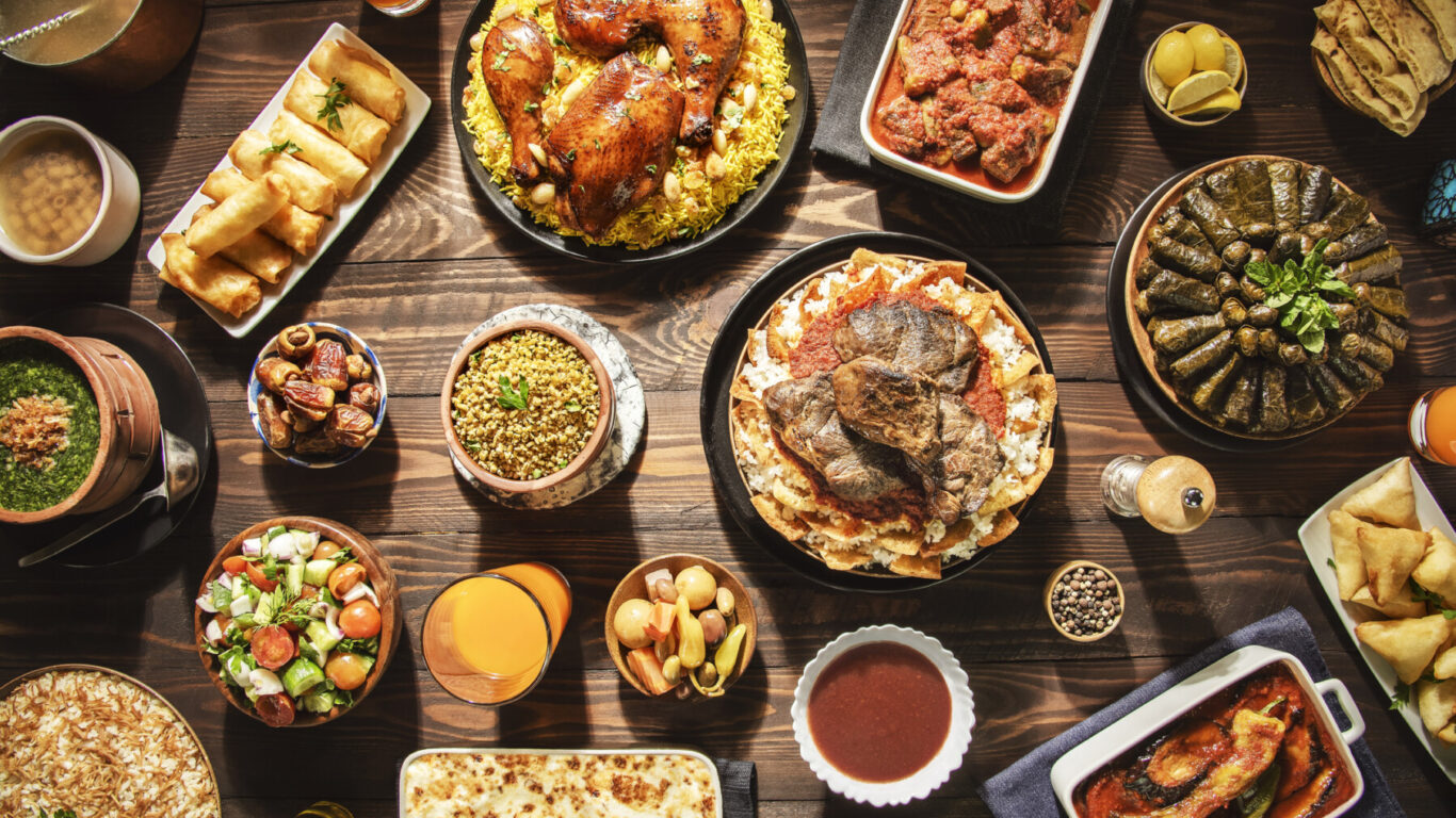 Traditional Egyptian food spread